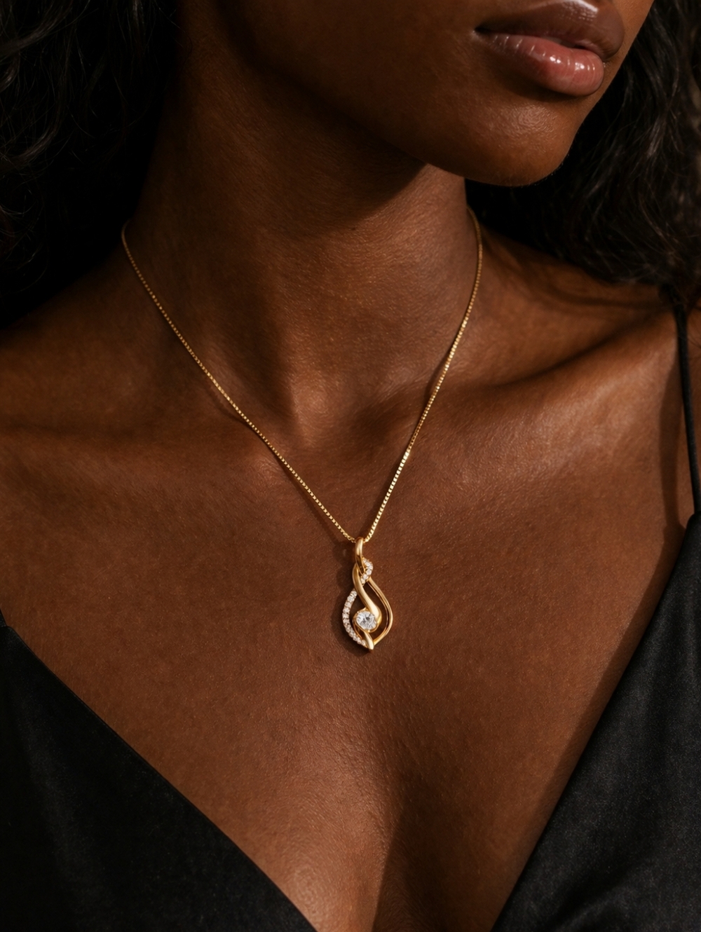 GRA CERTIFIED 14K Gold Plated 1 Ct Moissanite Golden Pendant On Box Chain